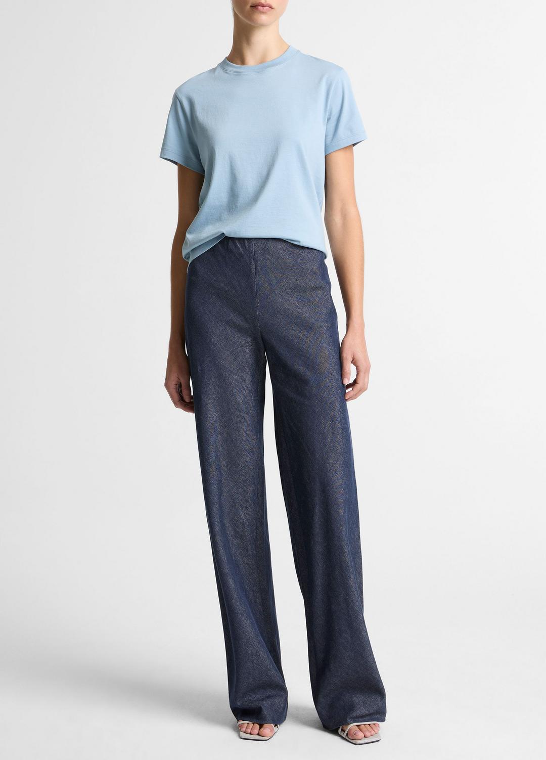 Pima Cotton Crew Neck T-Shirt in Short Sleeve - DEL MAR | VINCE Women