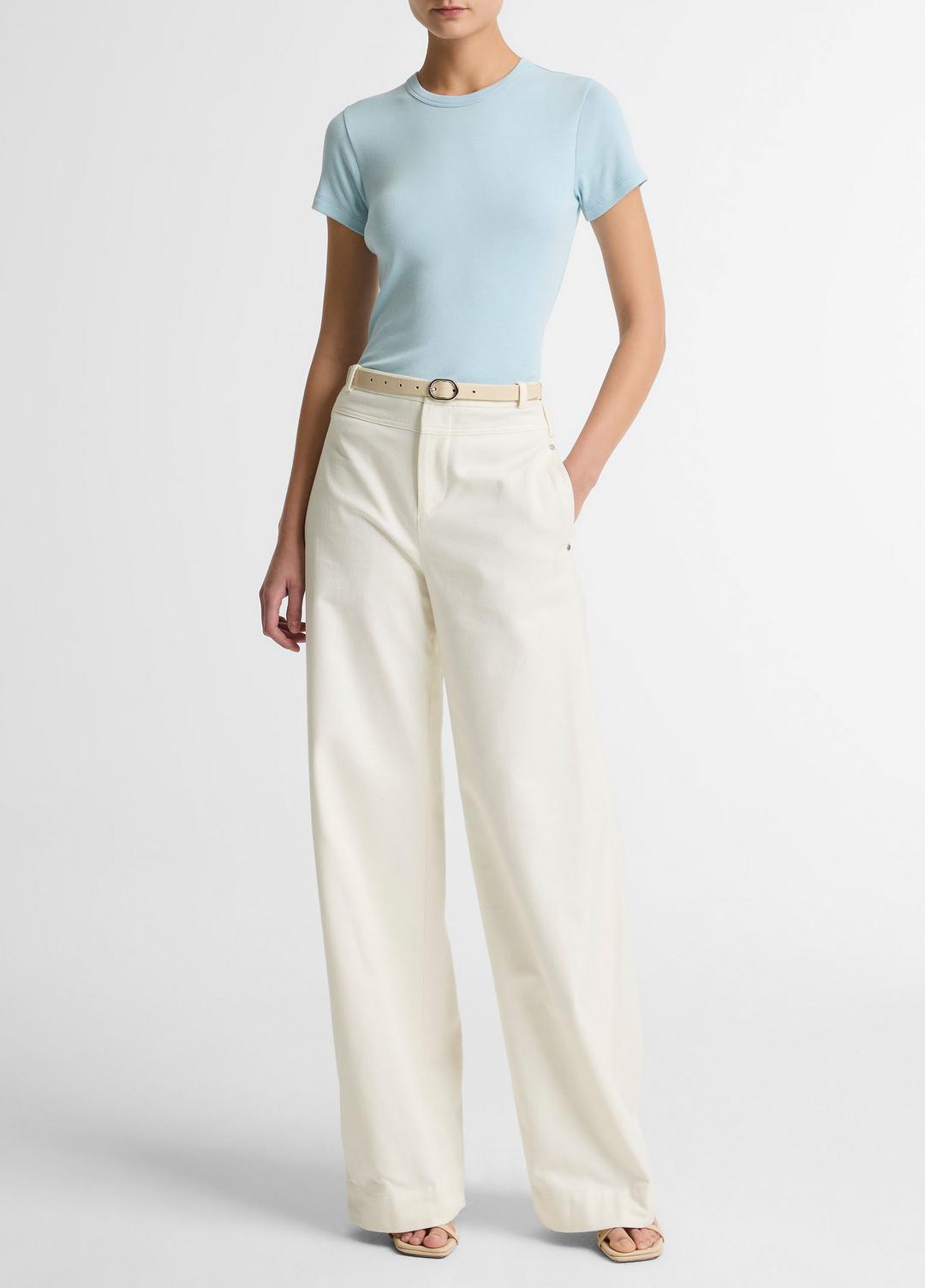 Pima Cotton-Blend '90s Shrunken T-Shirt in Short Sleeve - CLEARWATER | VINCE Women