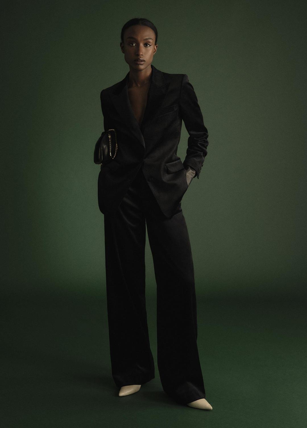 Italian Velvet High-Waist Wide-Leg Trouser in Wide Leg - BLACK | VINCE Women