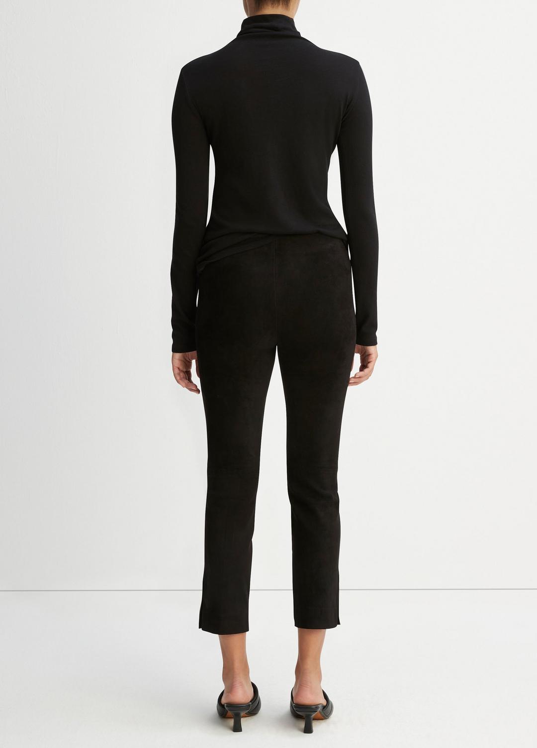 Stretch Suede Split Hem Crop Legging in Leggings - BLACK | VINCE Women
