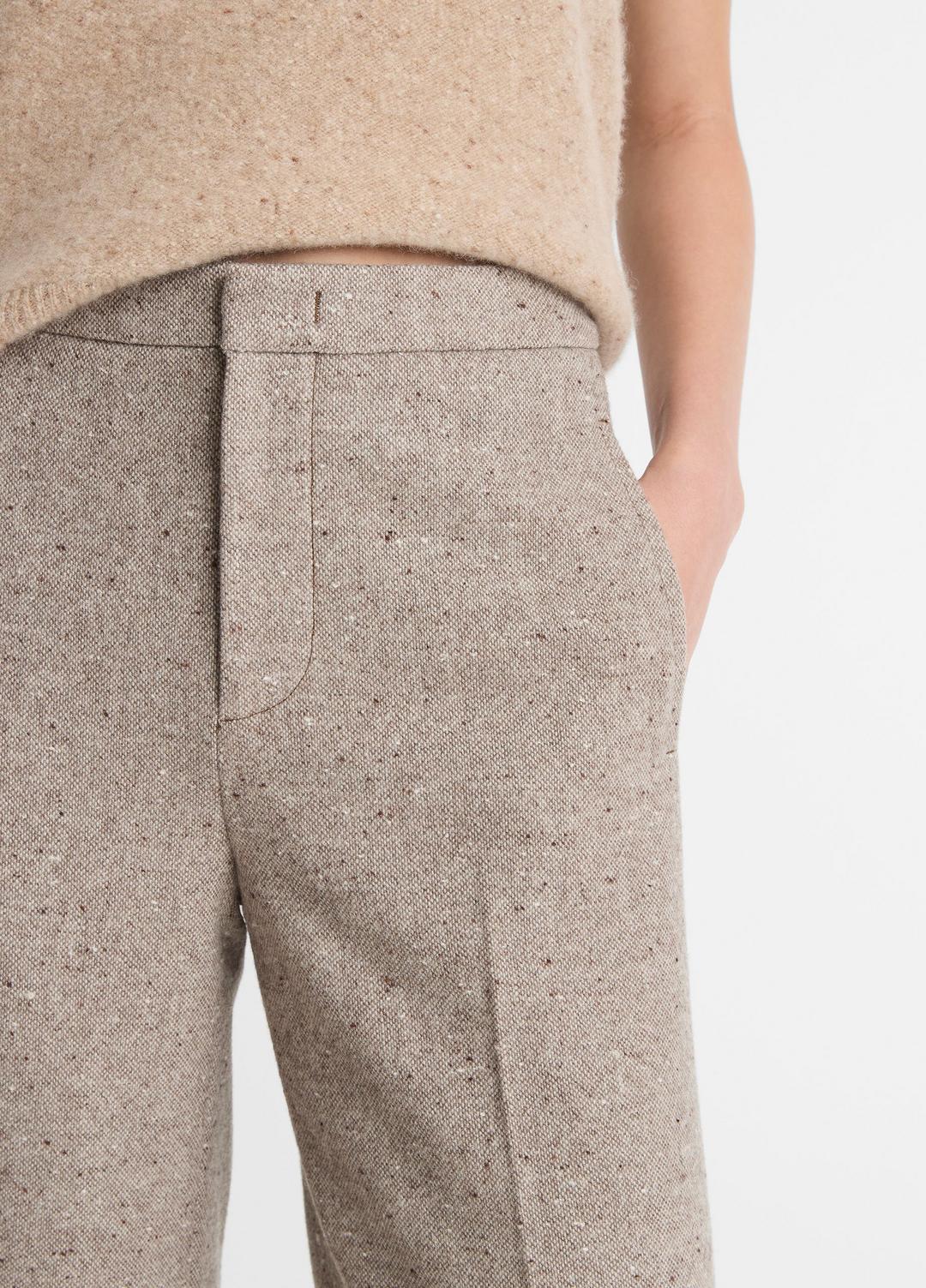 Donegal Wool-Blend Wide-Leg Trouser in Trousers - OAT STONE | VINCE Women