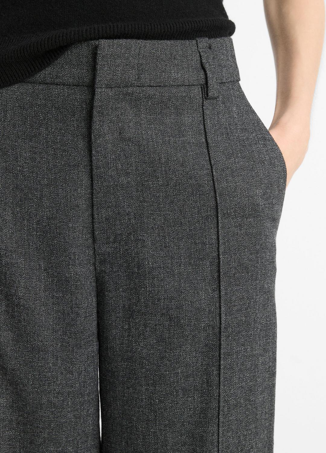Italian Jaspe Pintuck High-Waist Wide-Leg Pant in Wide Leg - MEDIUM HEATHER GREY | VINCE Women