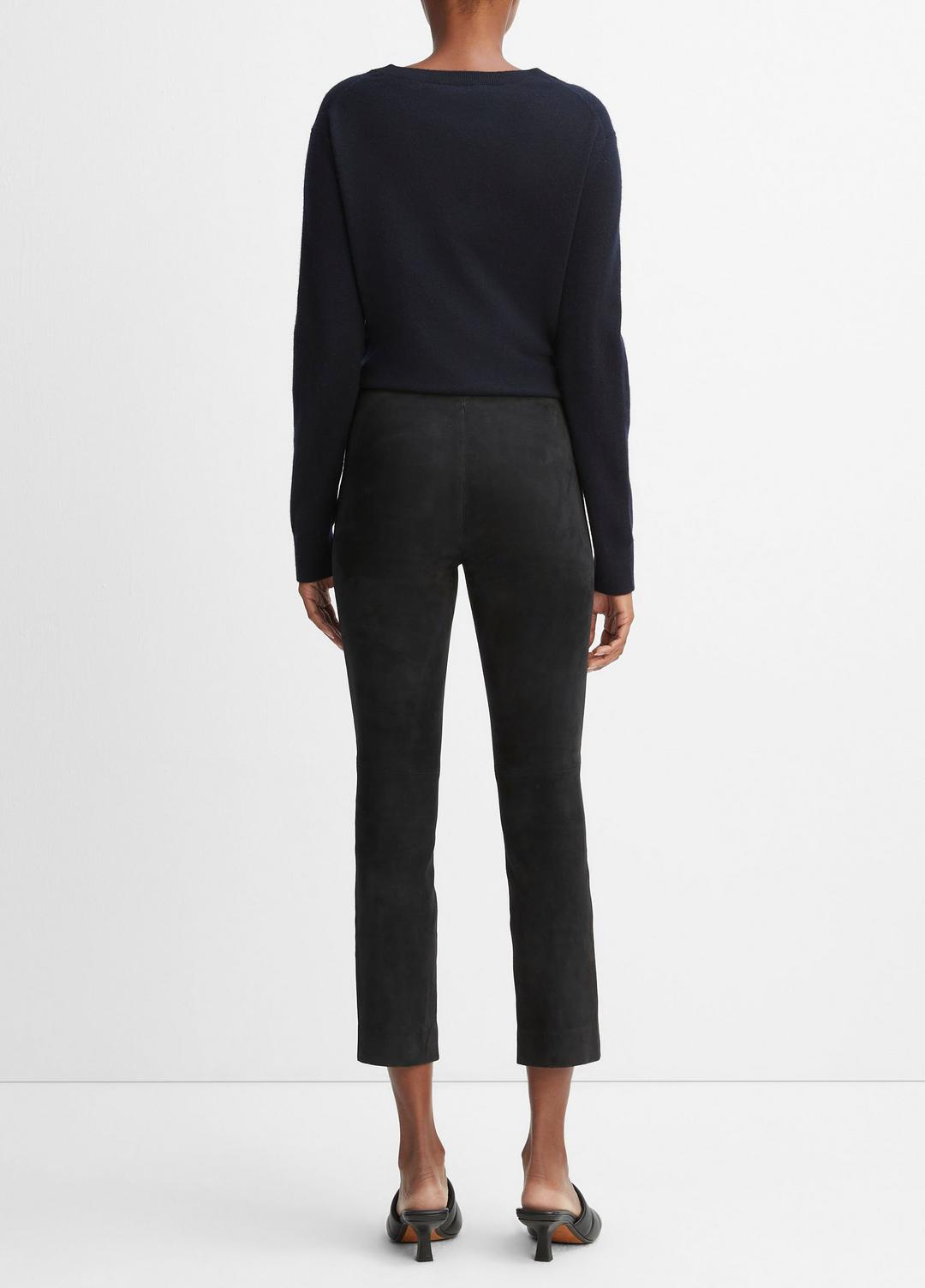 Stretch Suede Split Hem Crop Legging in Leggings - COASTAL BLUE | VINCE Women