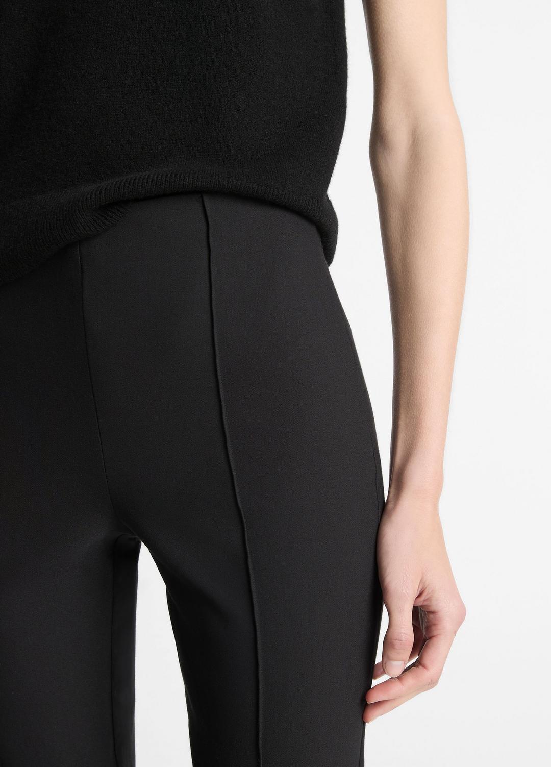Niki Mid-Rise Pintuck Crop Flare Pant in Trousers - BLACK | VINCE Women