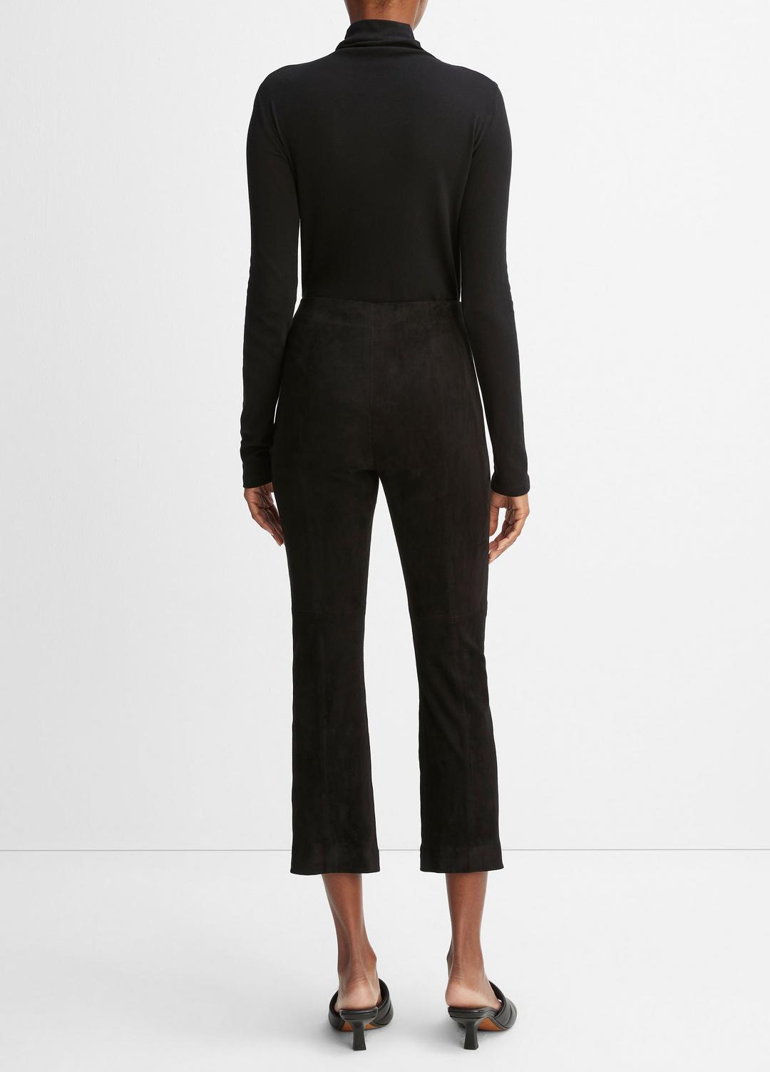 Stretch-Suede Cropped Flare Legging in Leggings - BLACK | VINCE Women