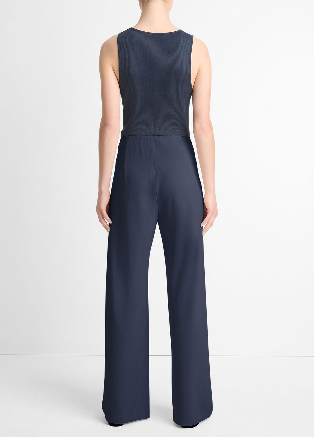 Colette High-Rise Crepe Bias Pant in Trousers - COASTAL BLUE | VINCE Women