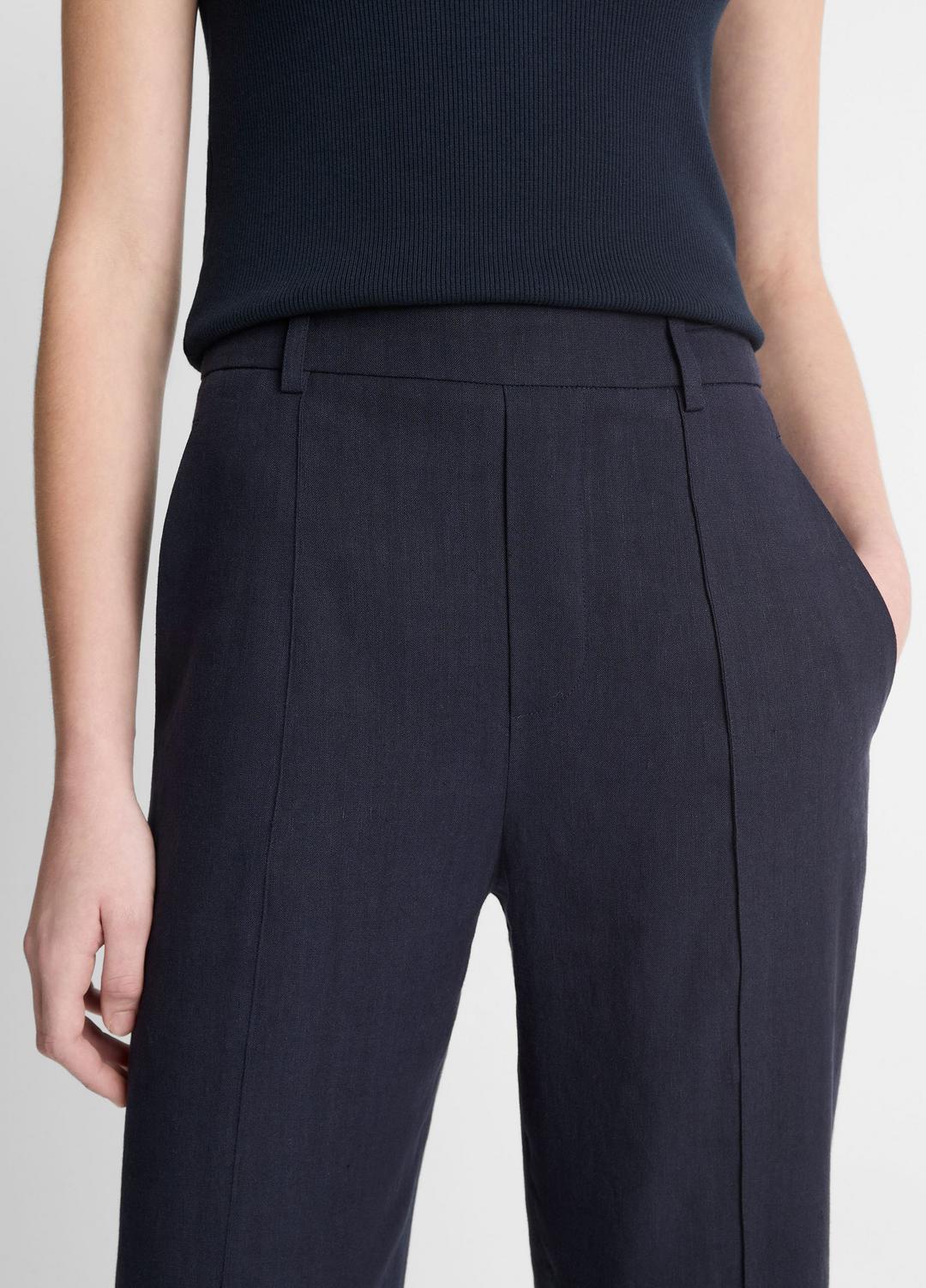 Grace Mid-Rise Linen-Blend Pull-On Pant in Trousers - COASTAL BLUE | VINCE Women