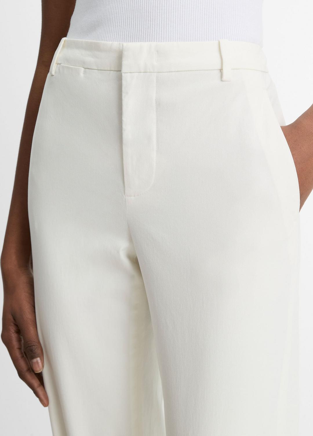 Avery Mid-Rise Italian Stretch-Cotton Chino Pant in Trousers - OFF WHITE | VINCE Women