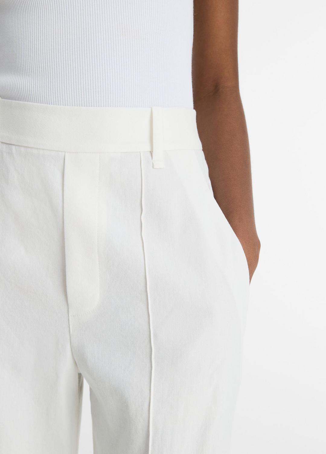 Linen-Blend High-Rise Pull-On Pant in Trousers - OFF WHITE | VINCE Women