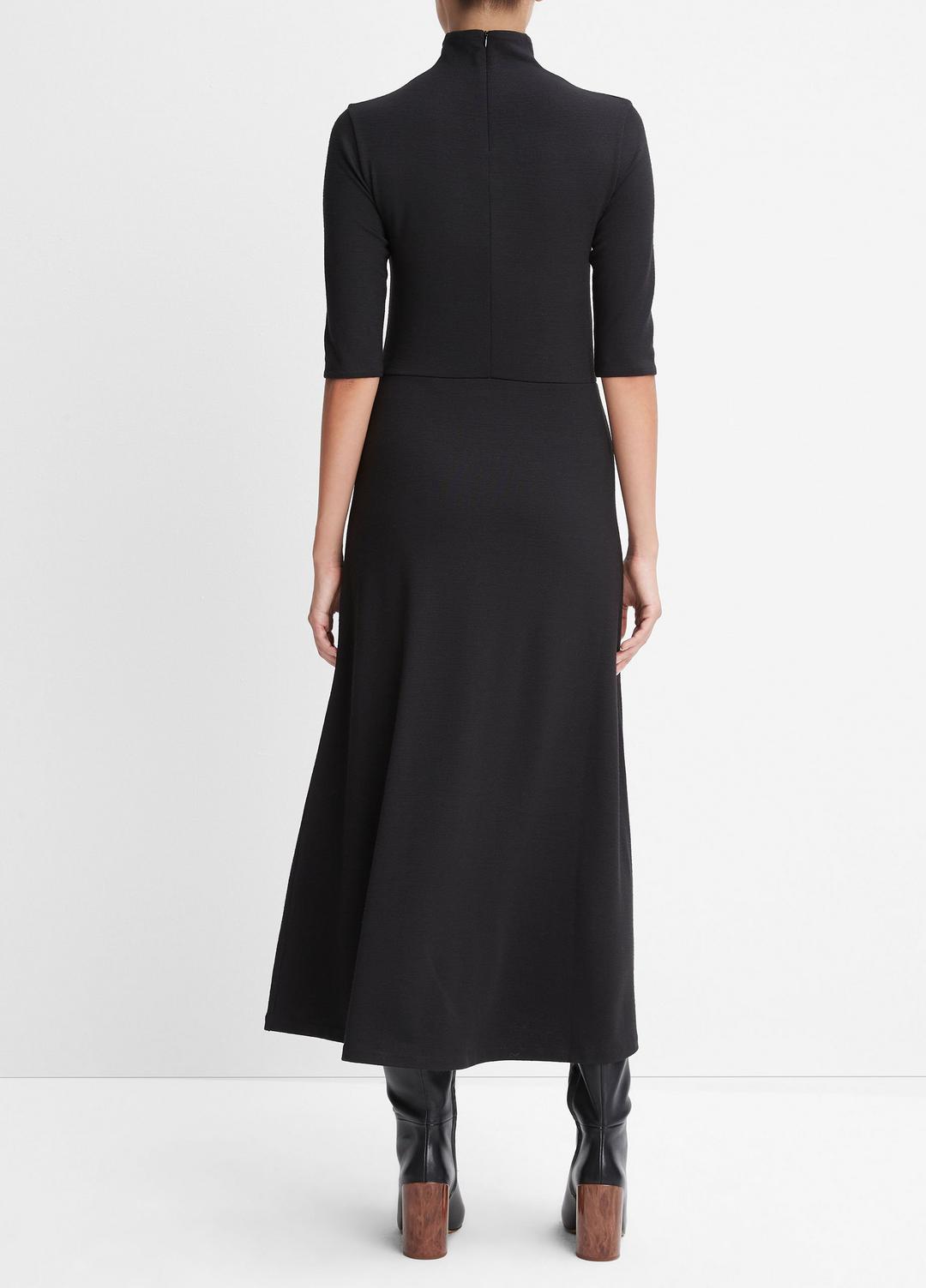 Elbow-Sleeve Turtleneck Dress in Dresses - BLACK | VINCE Women