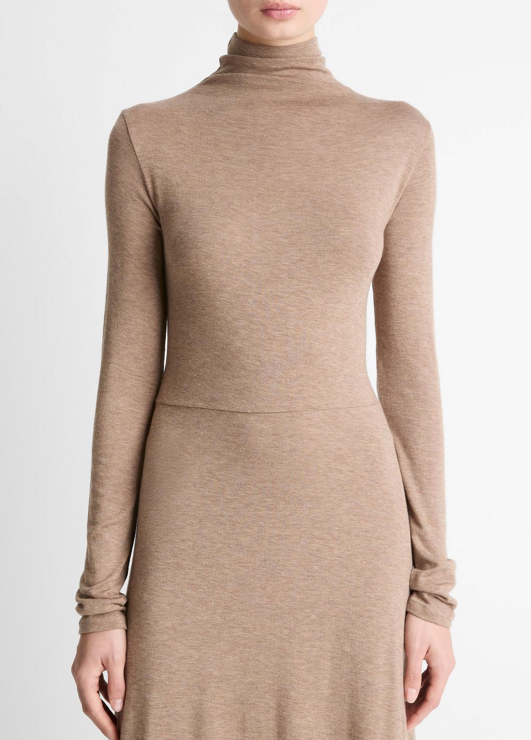 Cozy Jersey Funnel-Neck Long-Sleeve Dress in Dresses - HEATHER DOE | VINCE Women