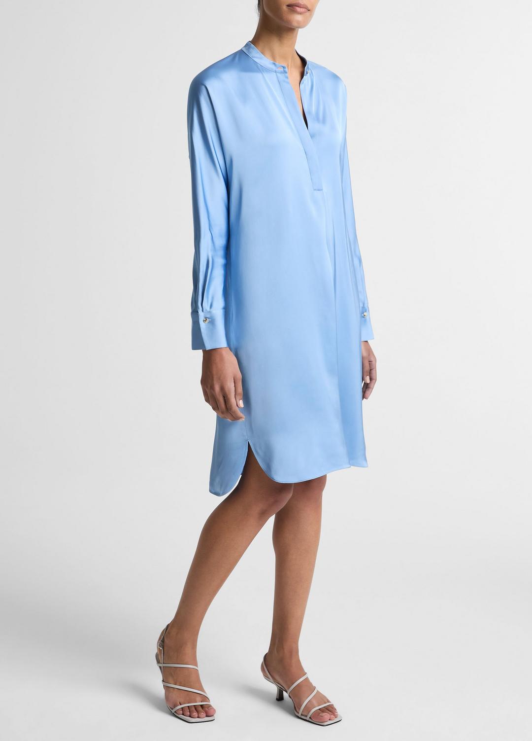 Matte Satin Band-Collar Dress in Dresses - HYDRA | VINCE Women