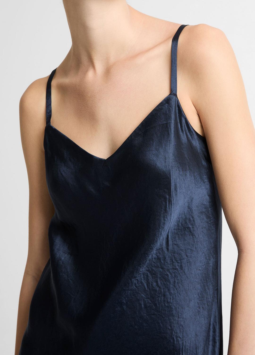 Satin V-Neck Slip Dress in Dresses - COASTAL BLUE | VINCE Women