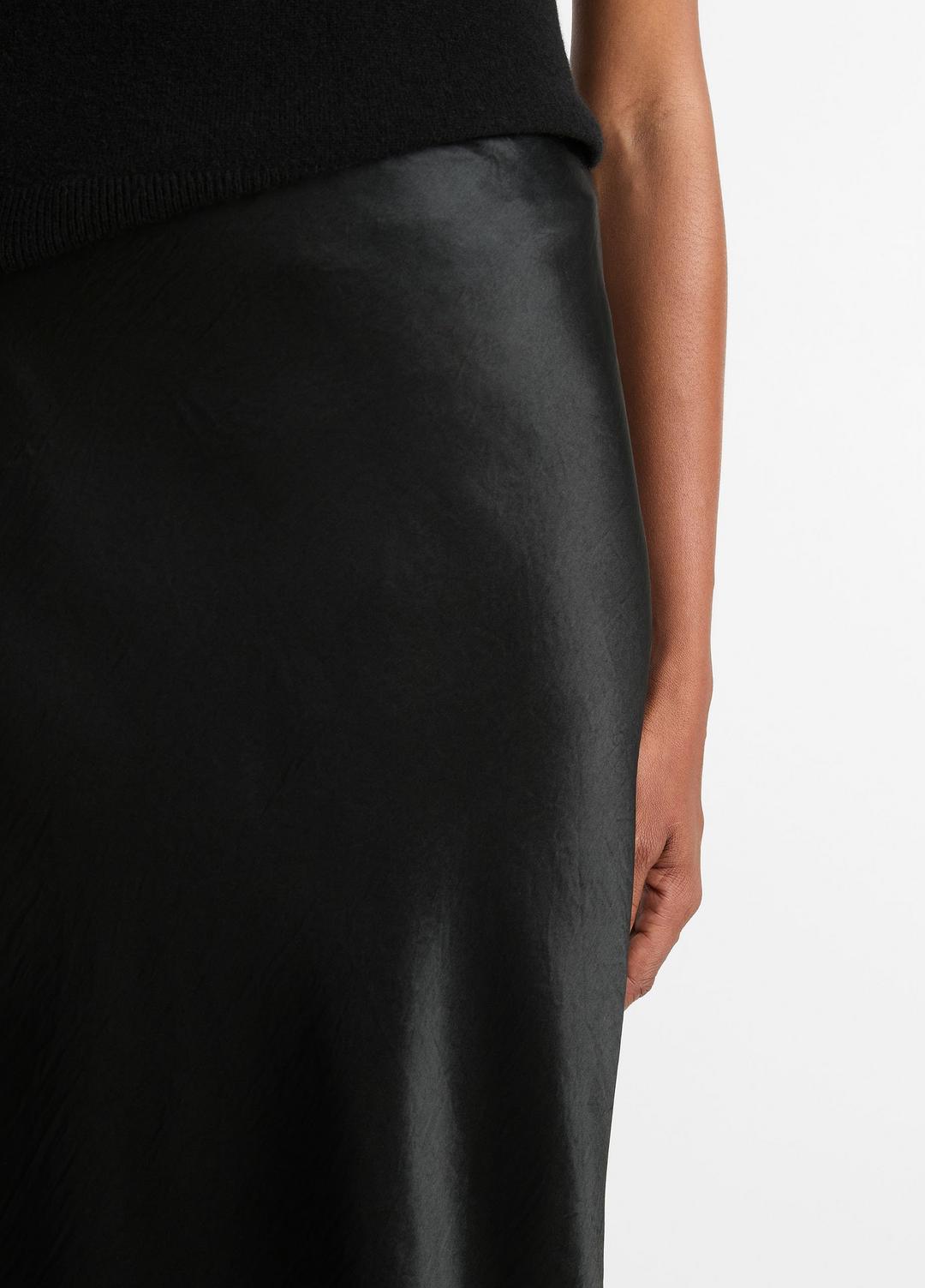 Satin Side-Slit Slip Skirt in Skirts - BLACK | VINCE Women