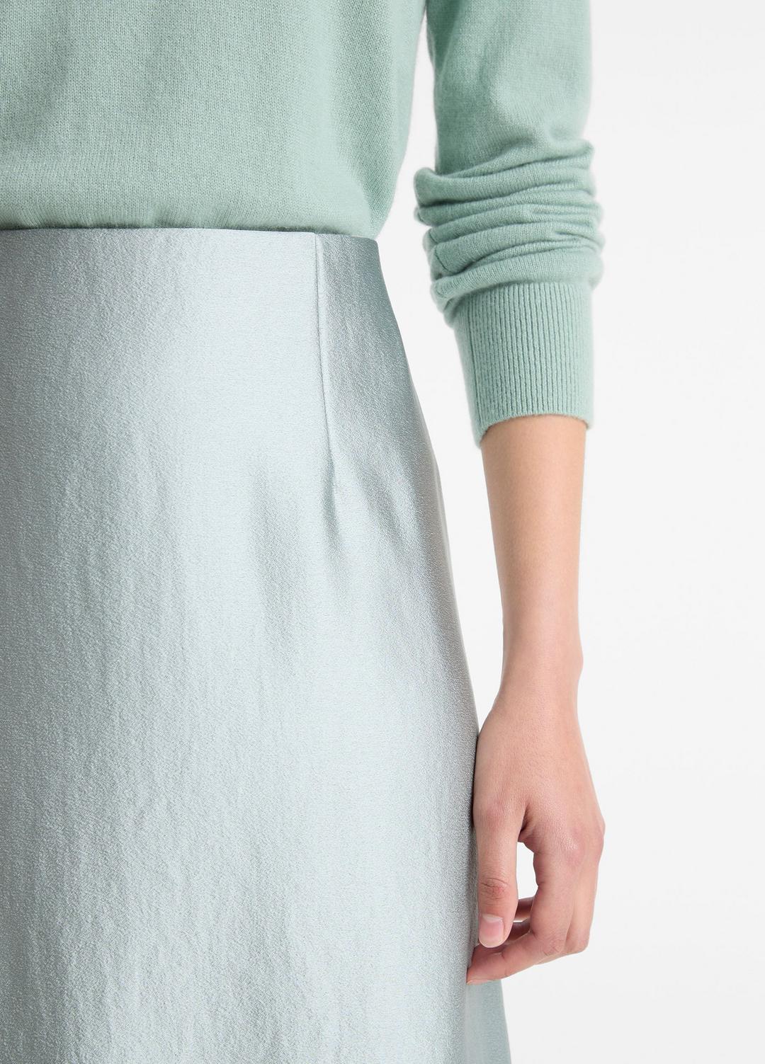 Satin A-Line Knee Skirt in Skirts - ALOE STONE | VINCE Women