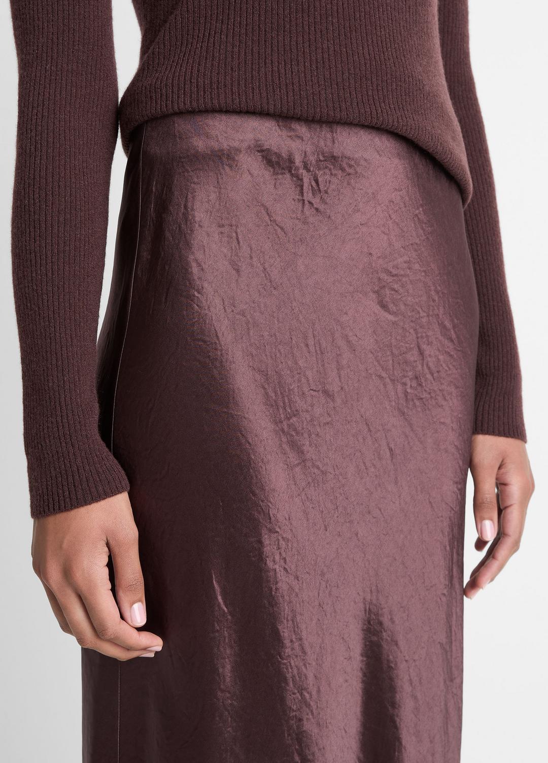 Satin Side-Slit Slip Skirt in Skirts - FIG | VINCE Women