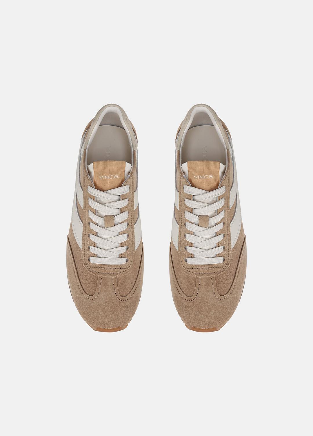 Oasis Suede and Leather Runner Sneaker in Sneakers - NEW CAMEL/WHITE FOAM | VINCE Women