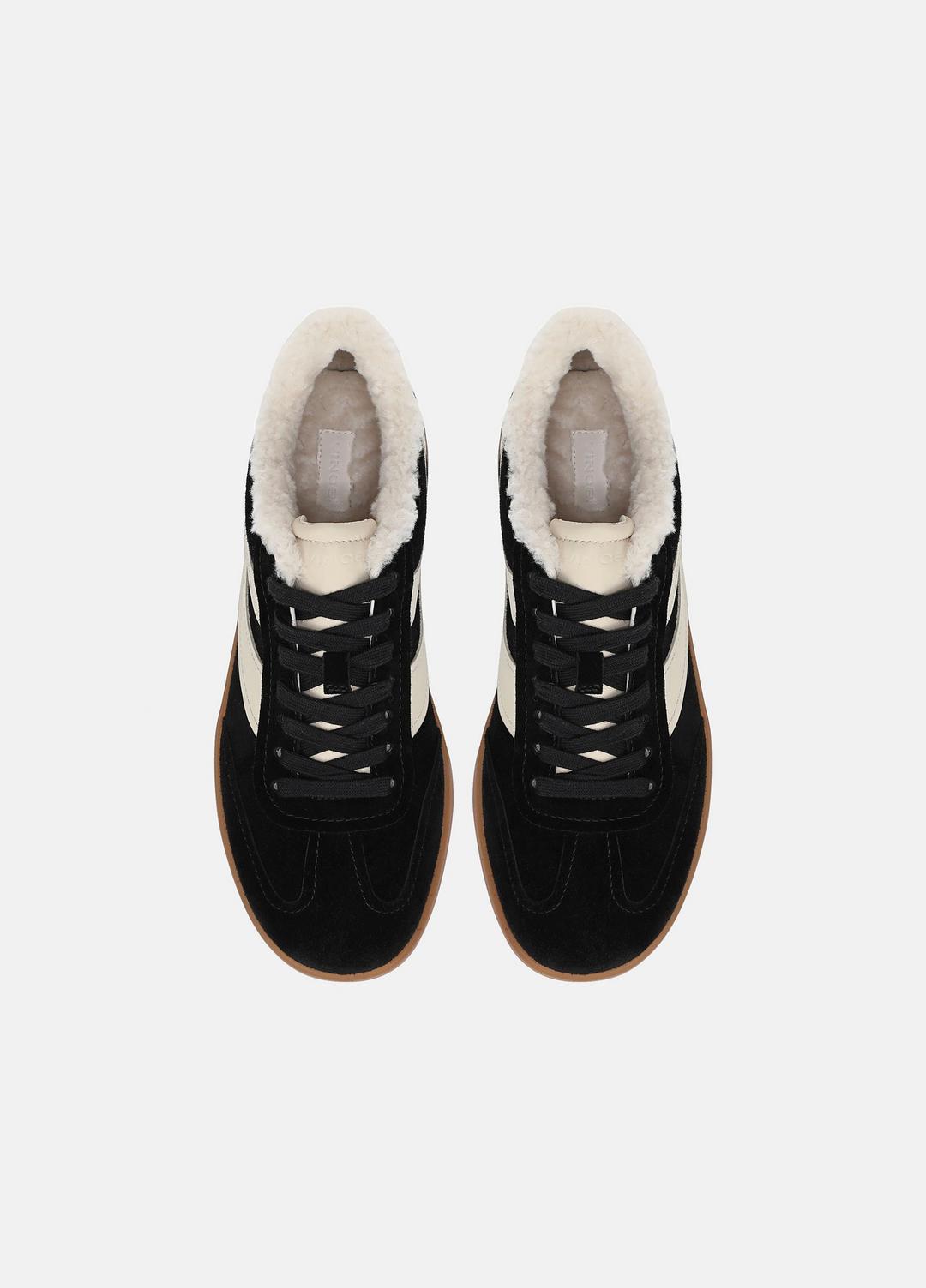 Oasis Suede & Shearling Sneaker in Sneakers - BLACK | VINCE Women
