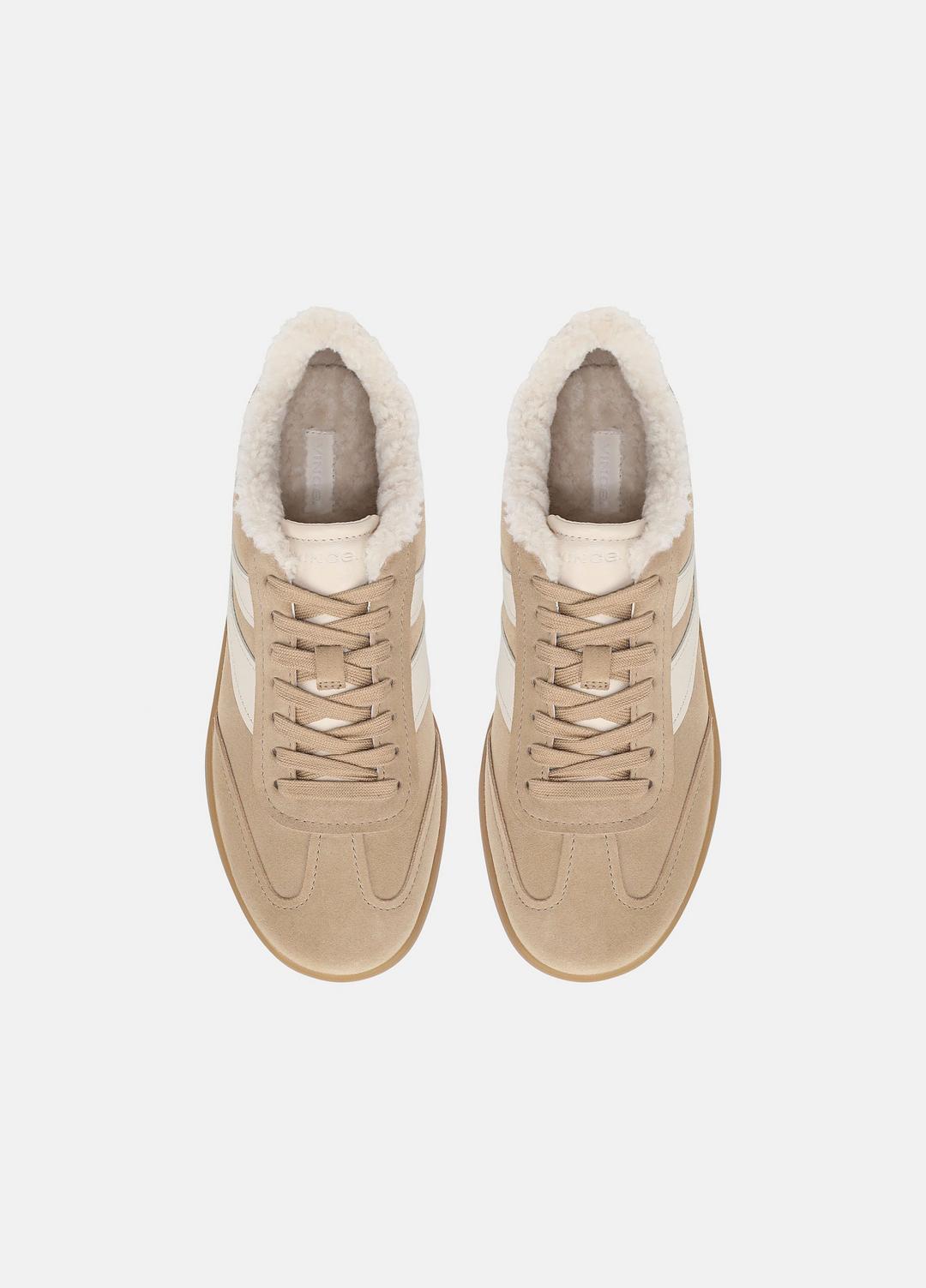 Oasis Suede & Shearling Sneaker in Sneakers - SAND TRAIL | VINCE Women