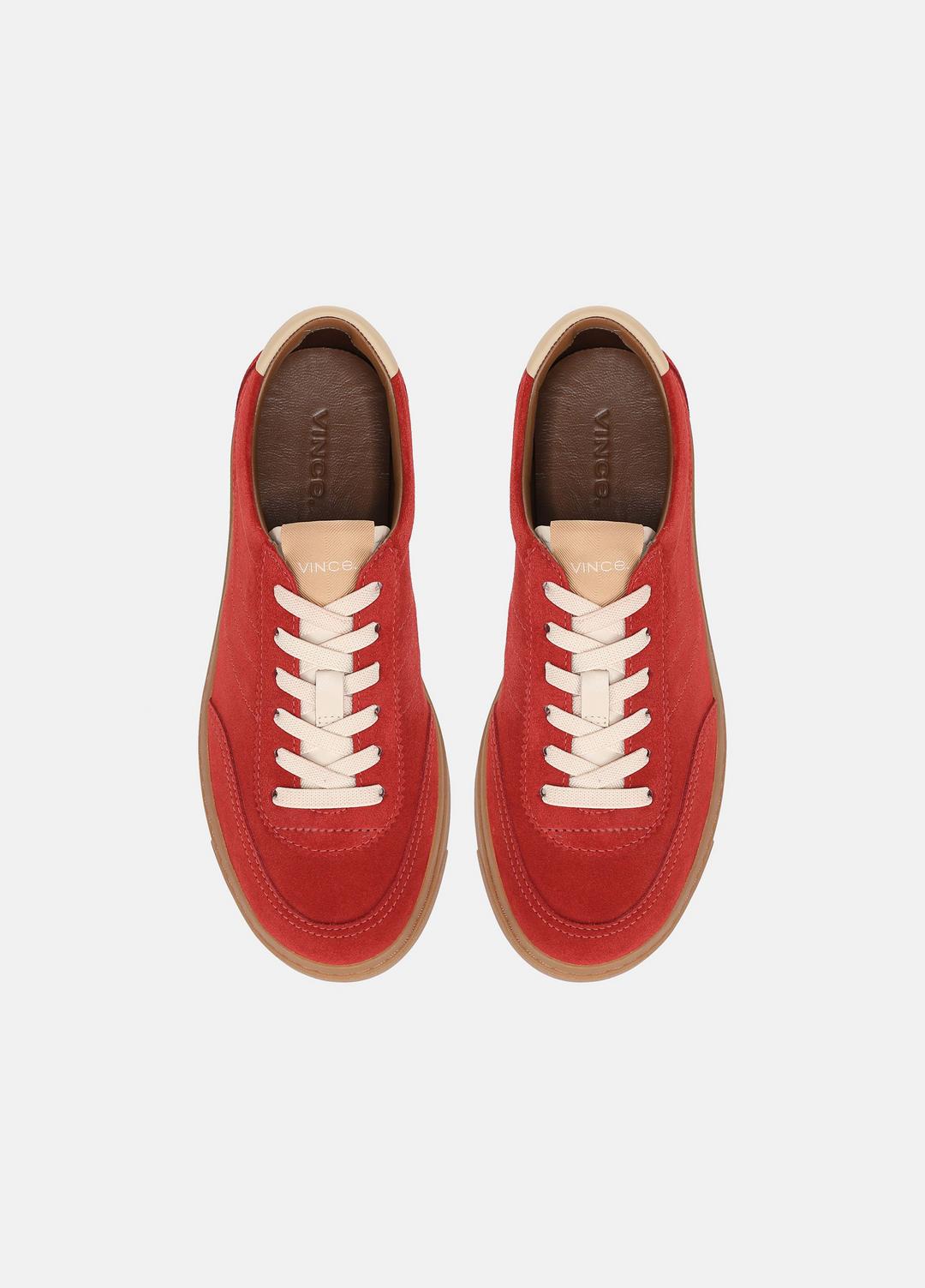 Palm Suede Sneaker in Sneakers - POPPY RED | VINCE Women