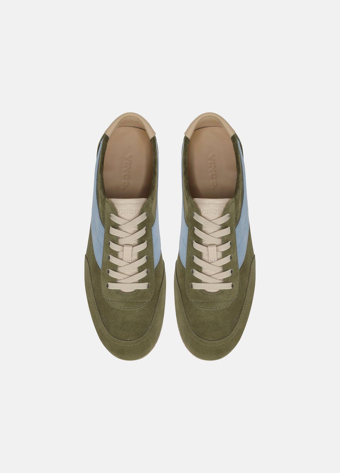 LA Suede & Leather Runner Sneaker in Sneakers - LODEN GREEN/GLACIAL BLUE | VINCE Women