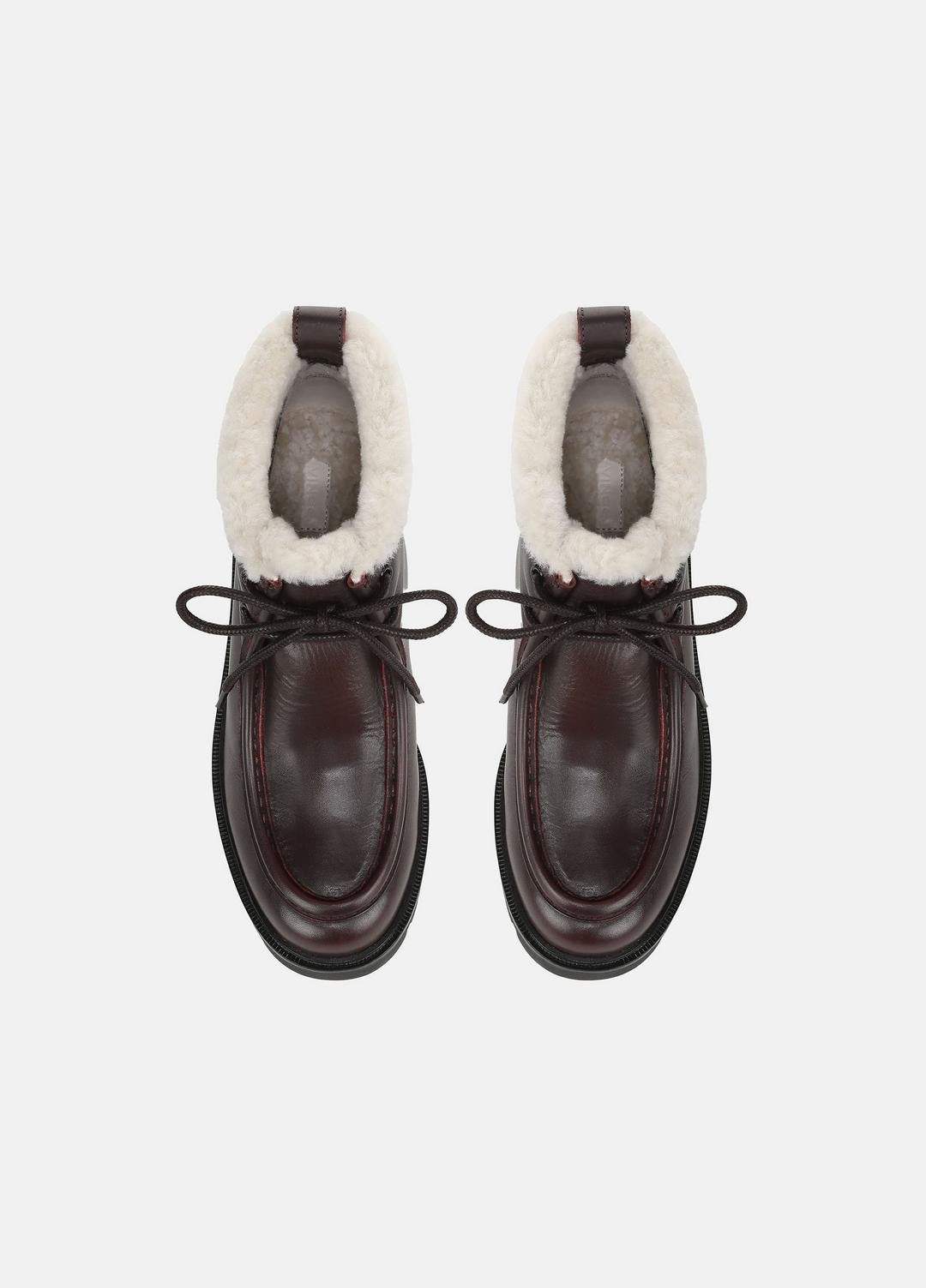 Sierra Shearling-Lined Lug-Sole Boot in Boots - CHILI BROWN | VINCE Women