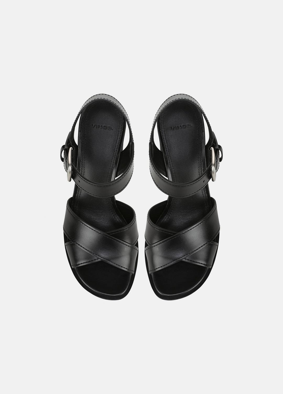 Salma Leather Heeled Sandal in Heels - BLACK | VINCE Women