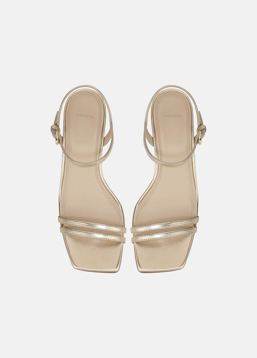 Tilda Metallic Leather Heeled Sandal in Heels - CHAMPAGNE | VINCE Women
