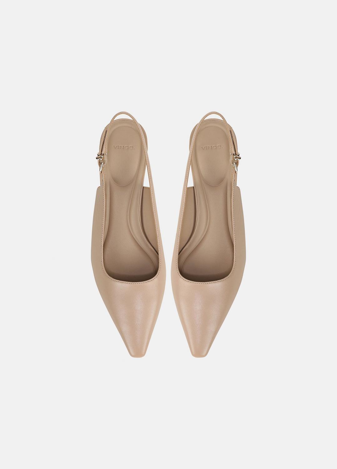 Sabra Leather Slingback Heel in Heels - WARM ALMOND | VINCE Women