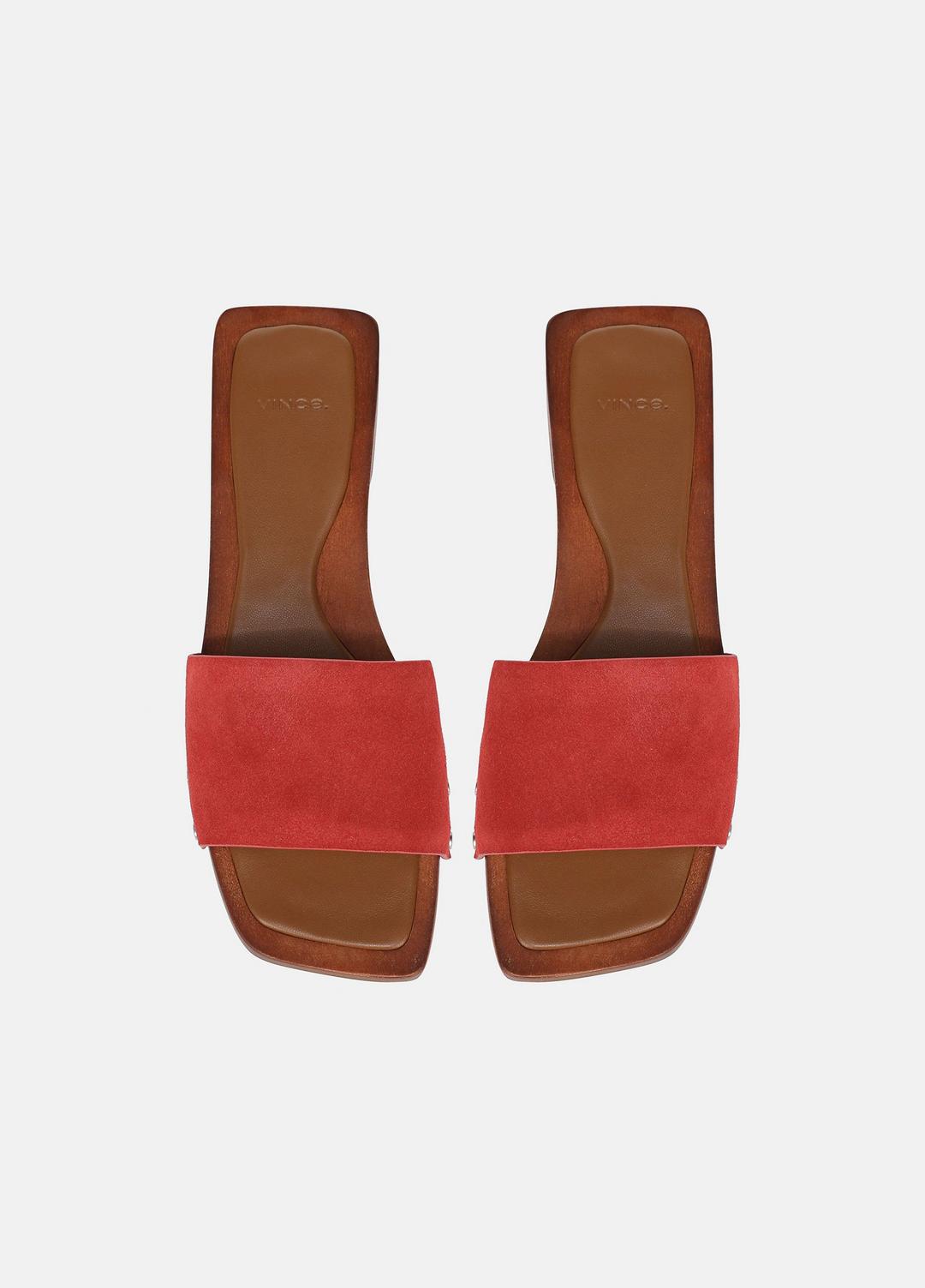 Barbara Leather Slide Sandal in Sandals - POPPY RED | VINCE Women