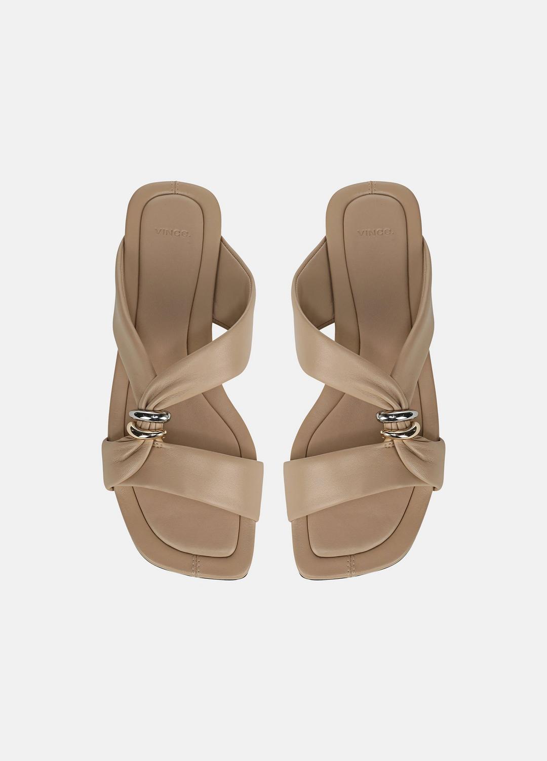 Vilma Leather Slide Sandal in Sandals - WARM ALMOND | VINCE Women