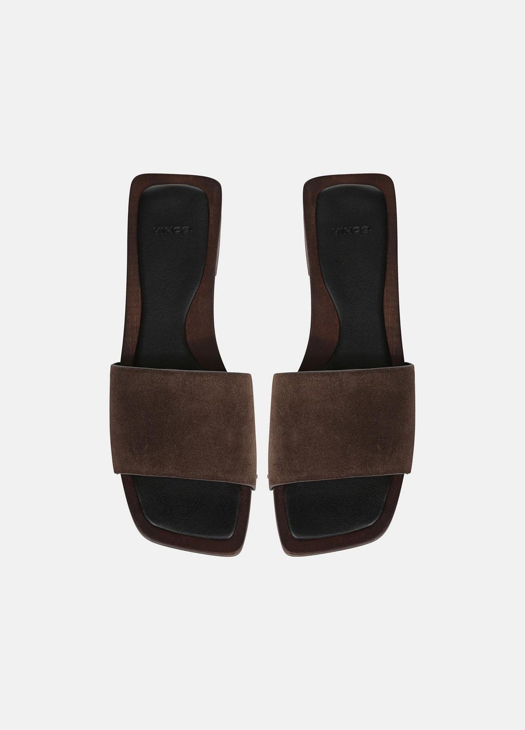 Barbara Leather Slide Sandal in Sandals - DARK MOCHA | VINCE Women