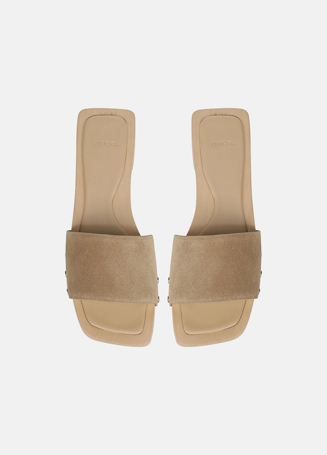 Barbara Suede Slide Sandal in Sandals - WHEAT | VINCE Women