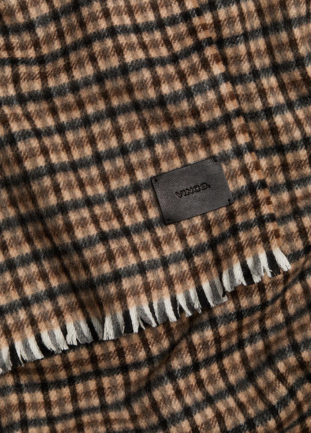 Gingham Wool-Cashmere Oversized Wrap in Scarves & Hats - BLACK/GRAPE | VINCE Women