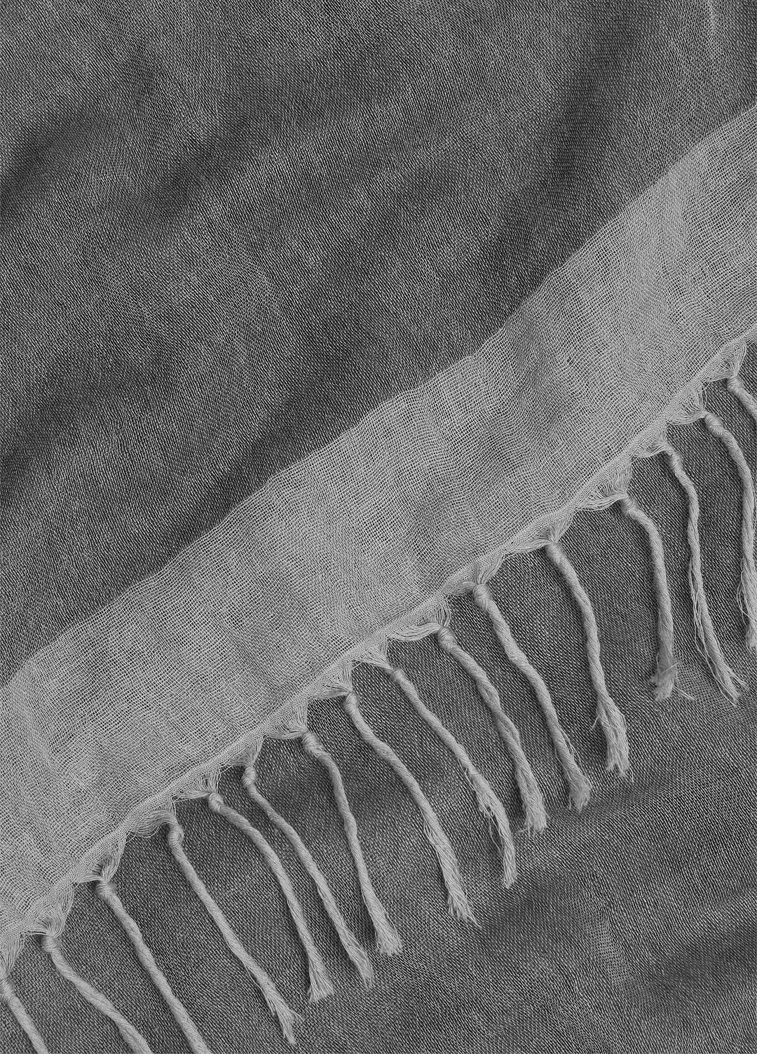 Border-Stripe Cotton Scarf in Scarves & Hats - SEA STONE/DARK SEA STONE | VINCE Women