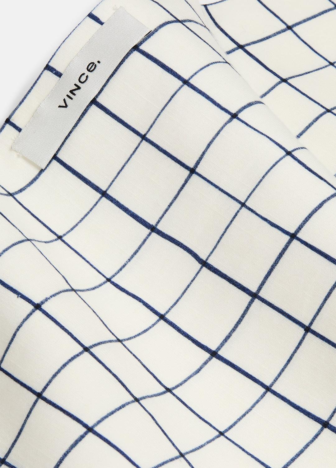 Trellis Plaid Cotton-Blend Headkerchief in Scarves & Hats - OFF WHITE/NAVY | VINCE Women