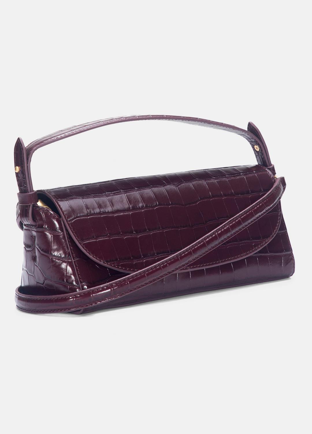 Sabrina Croc-Embossed Leather Mini Top-Handle Bag in Handbags - BORDEAUX | VINCE Women
