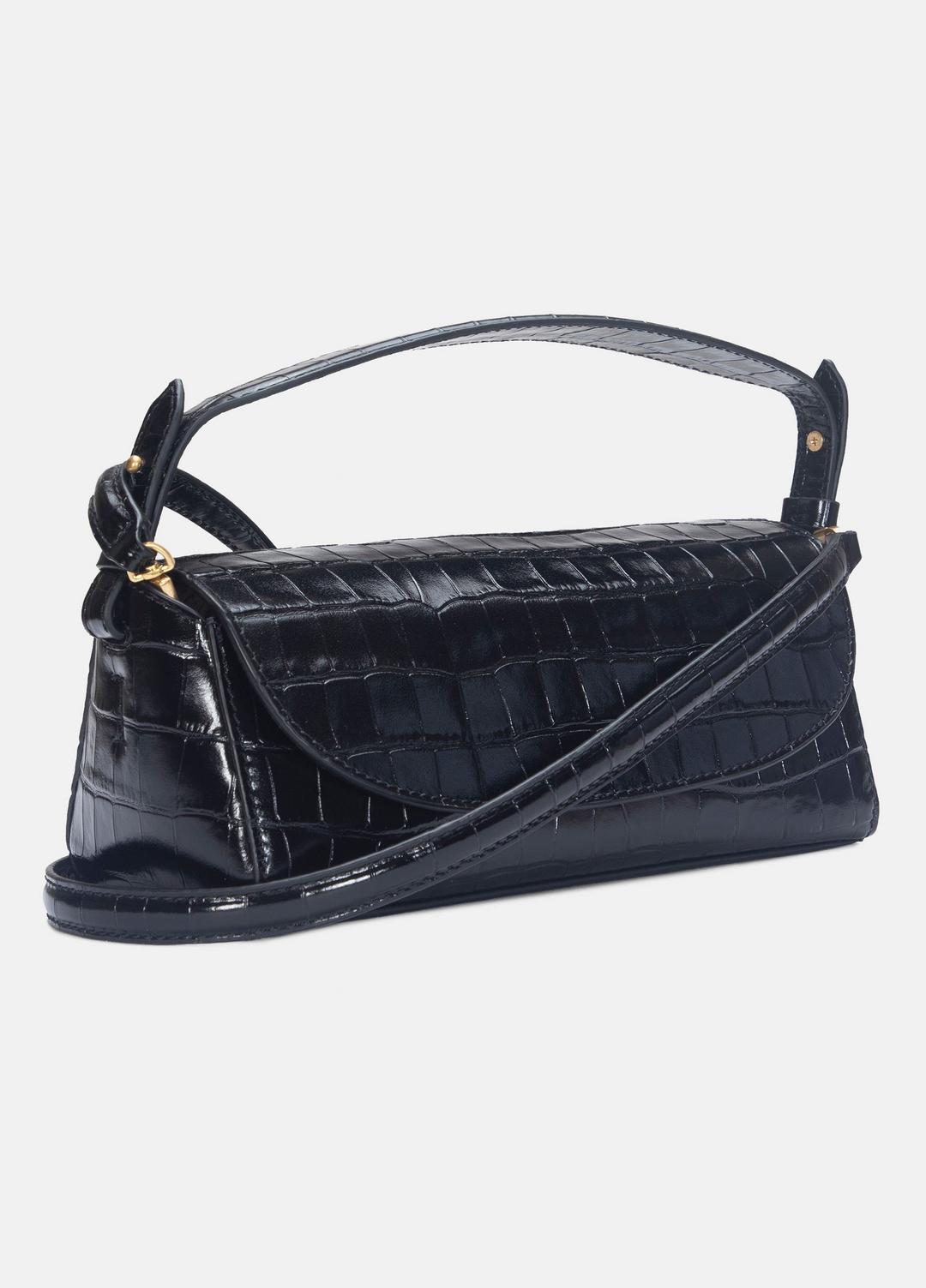 Sabrina Croc-Embossed Leather Mini Top-Handle Bag in Handbags - BLACK | VINCE Women