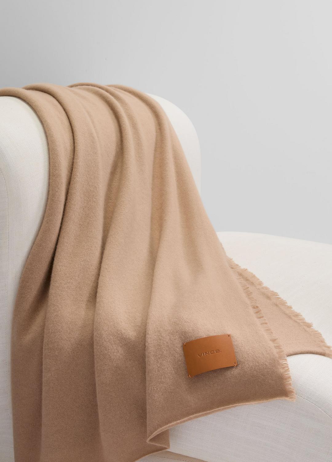 Cashmere Reverse Jersey Throw in Pillows & Blankets - CAMEL | VINCE Women