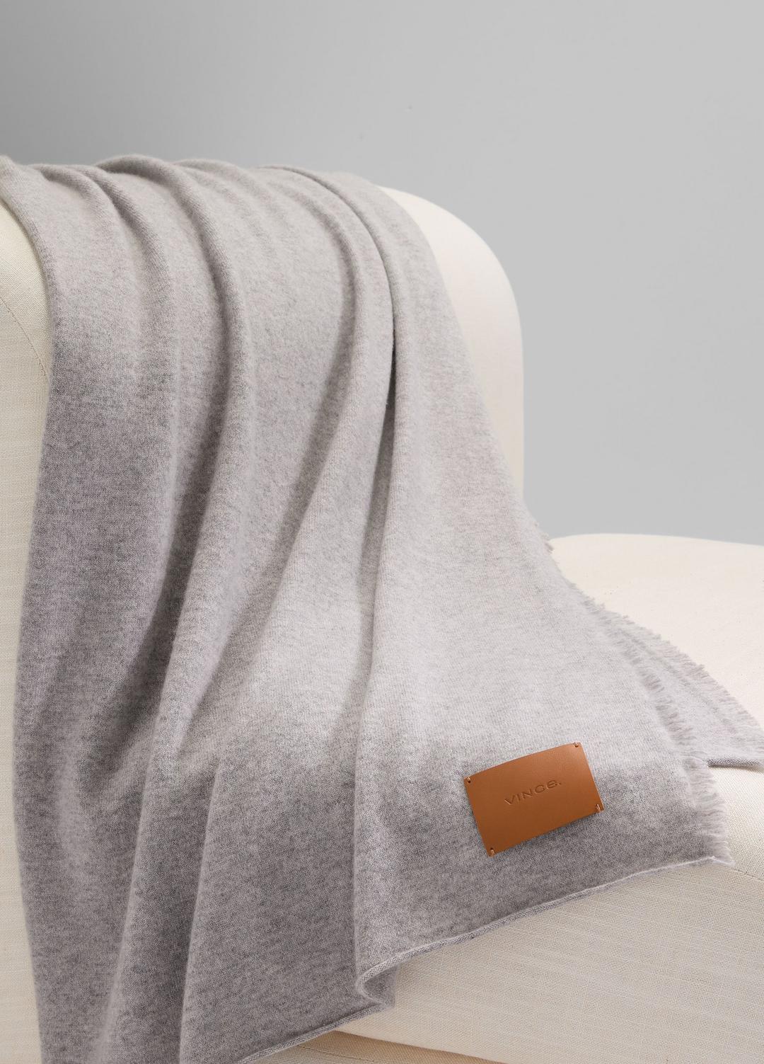 Cashmere Reverse Jersey Throw in Pillows & Blankets - HEATHER GREY | VINCE Women