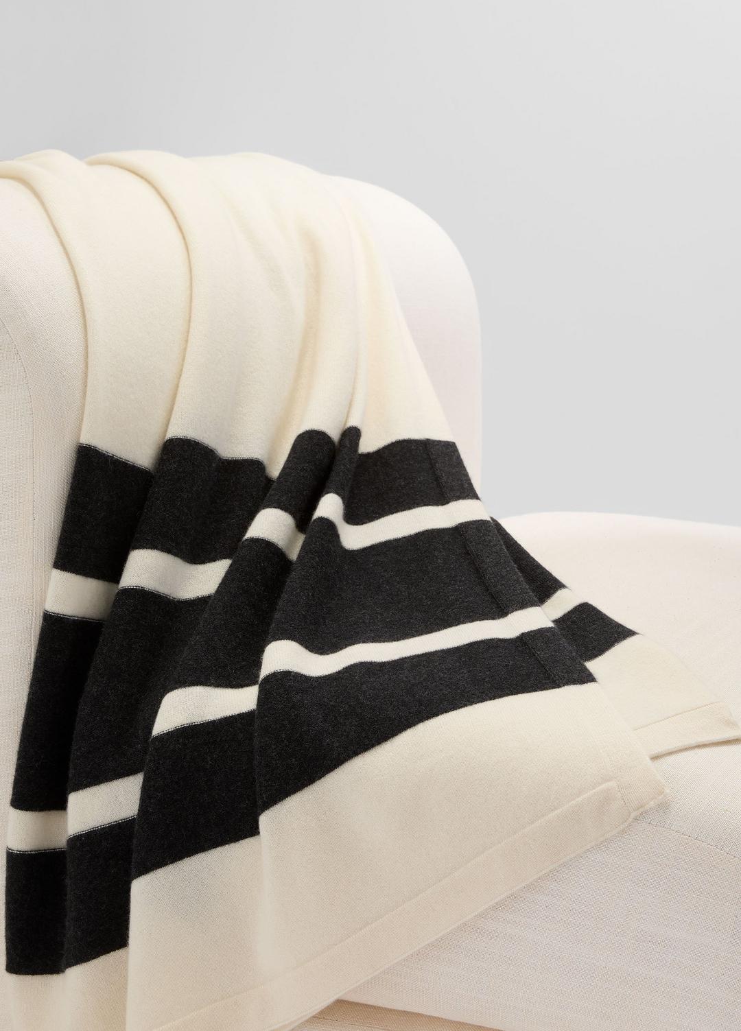 Cashmere Jersey Stripe Throw in Pillows & Blankets - BLANC | VINCE Women
