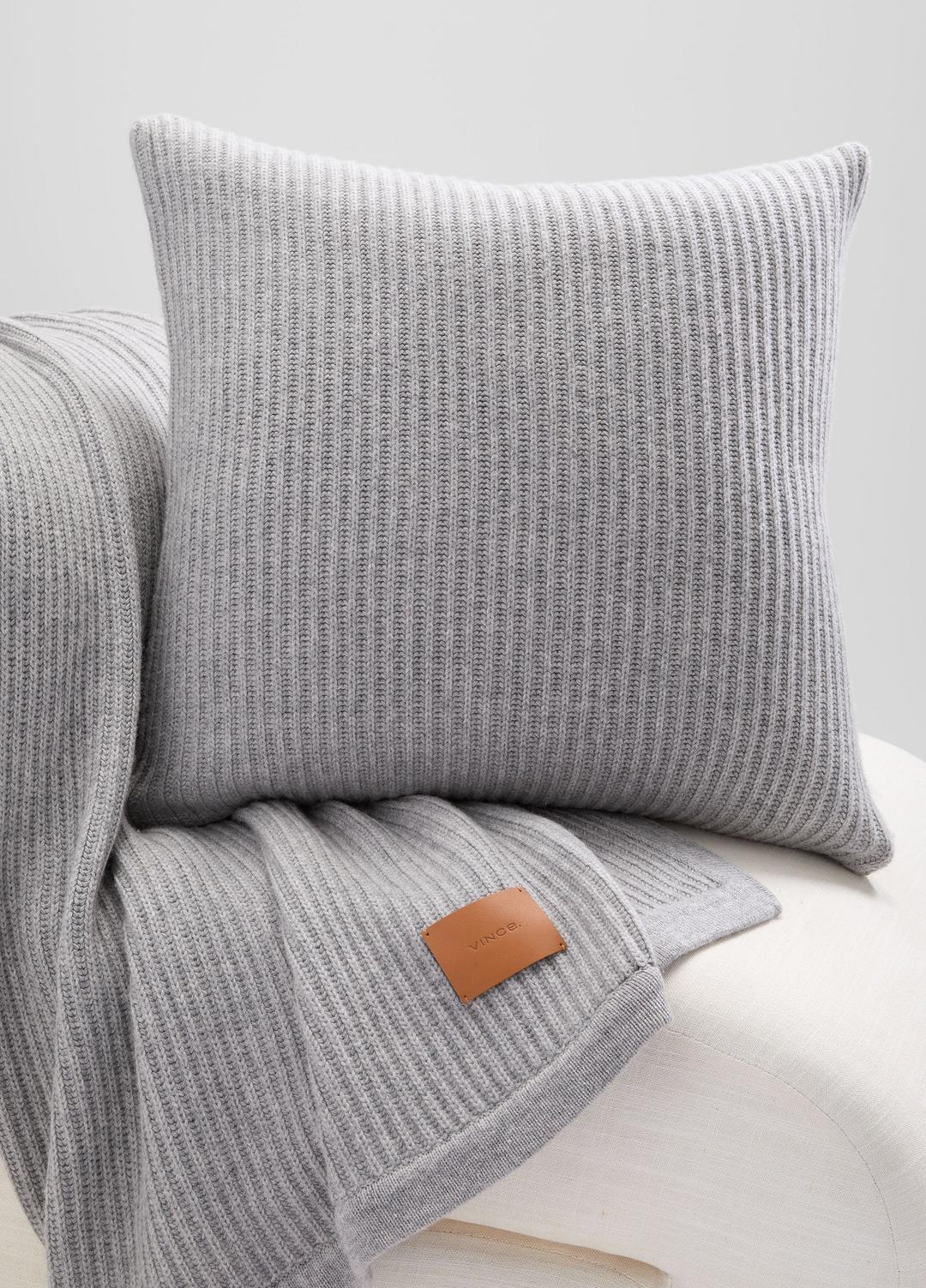 Wool and Cashmere Cardigan-Stitch Pillow in Pillows & Blankets - HEATHER GREY | VINCE Women