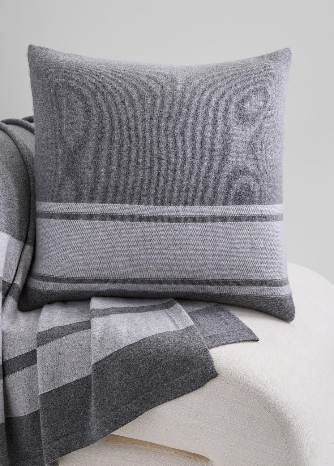 Cashmere Jersey Stripe Pillow in Pillows & Blankets - MEDIUM HEATHER GREY | VINCE Women