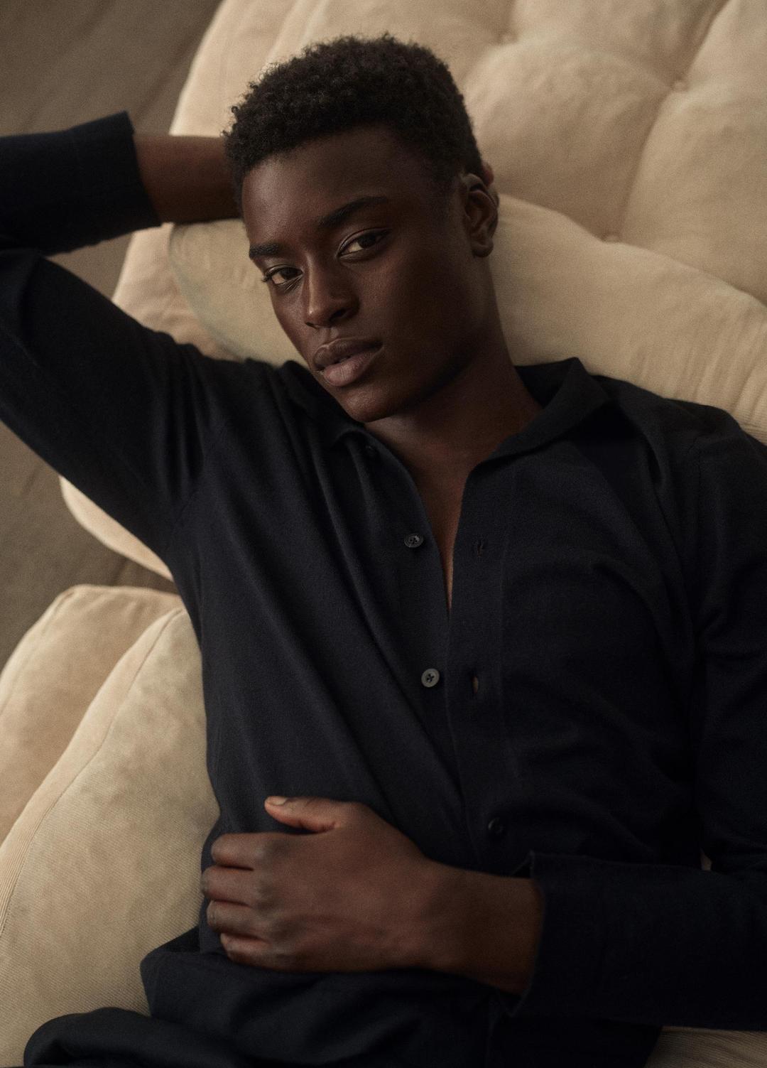 Featherweight Merino Wool-Cashmere Sweater Shirt in Long Sleeve - COASTAL BLUE | VINCE Men