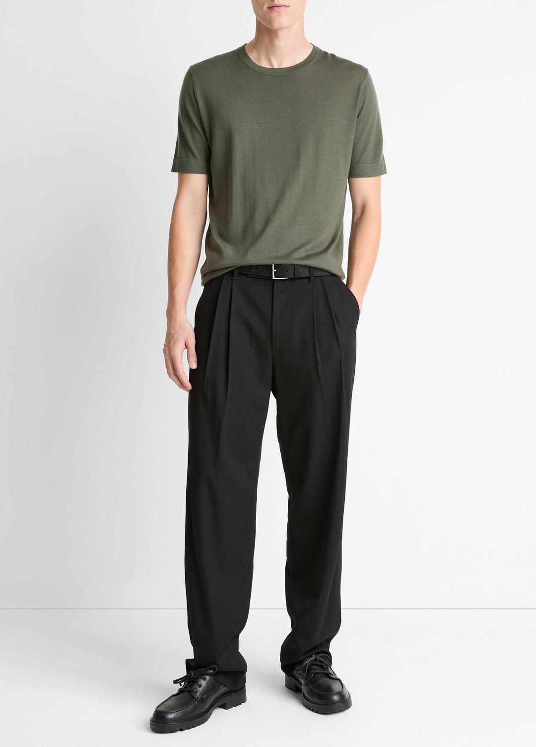 Featherweight Merino Wool-Cashmere Short-Sleeve Sweater in Short Sleeve - SYCAMORE | VINCE Men