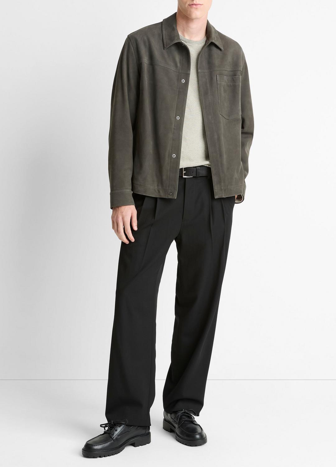 Nubuck Leather Trucker Jacket in Leather Jackets - SYCAMORE | VINCE Men
