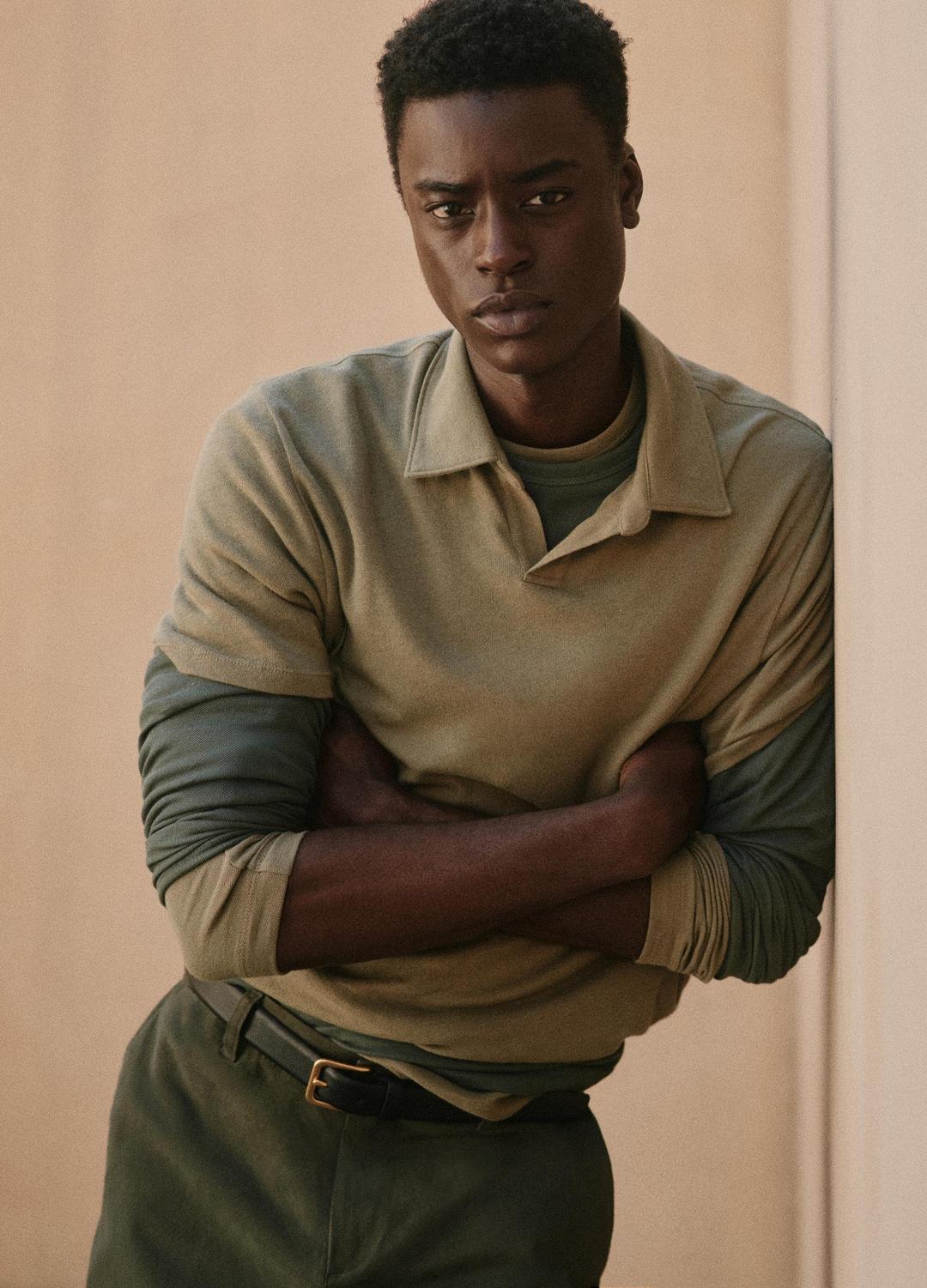 Cotton Johnny-Collar Polo Shirt in Henleys & Polos - SAGE | VINCE Men