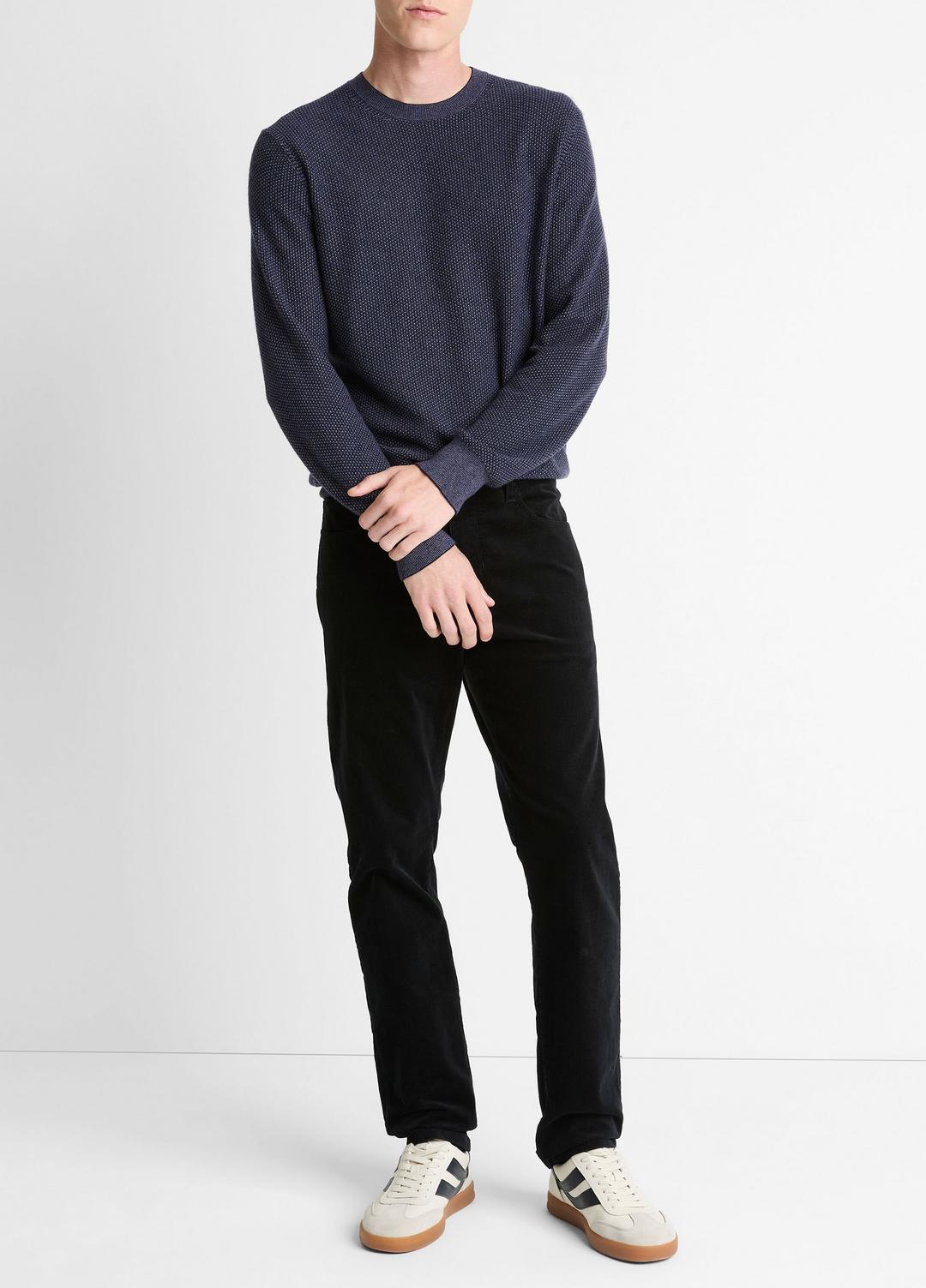 Geo-Jacquard Wool-Blend Crew Neck Sweater in Crew Neck - HYACINTH/COASTAL BLUE | VINCE Men