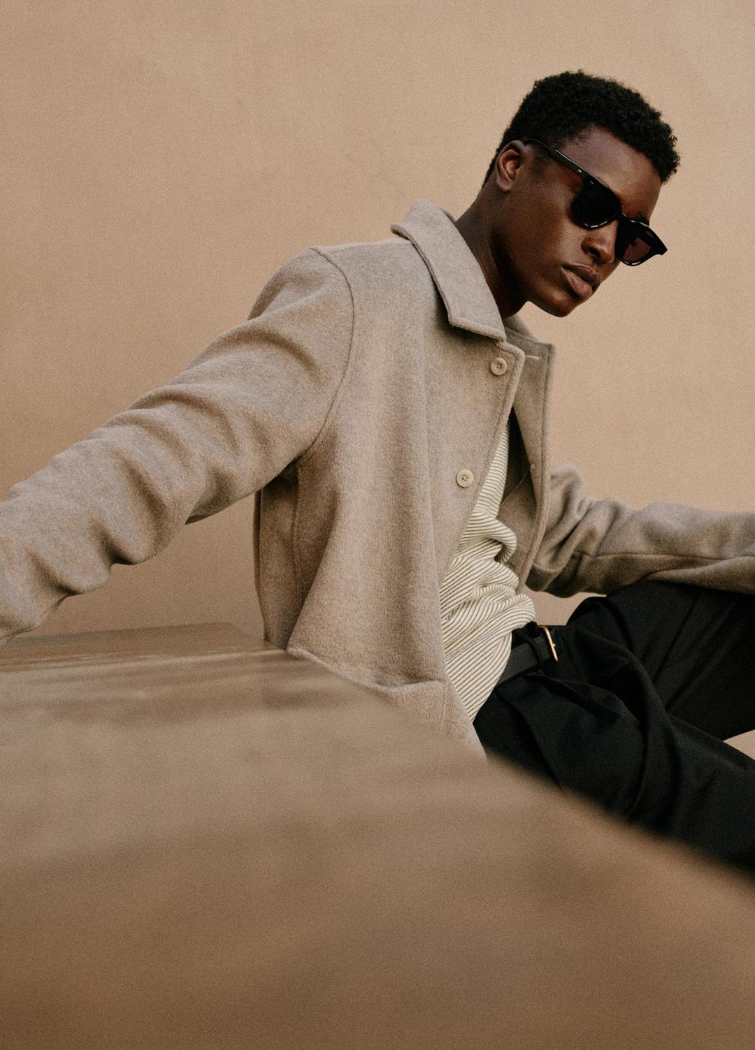 Double-Knit Chore Jacket in Jackets - DARK DUNE/LIGHT DUNE | VINCE Men
