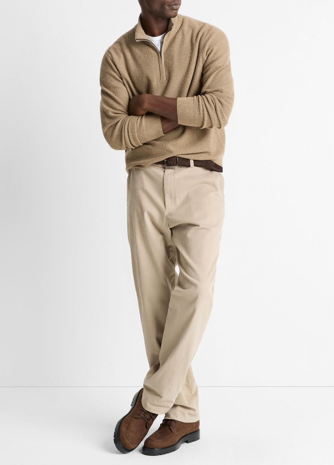 Geo-Jacquard Wool-Blend Quarter-Zip Sweater in Crew Neck - TETON/RIVER SAND | VINCE Men